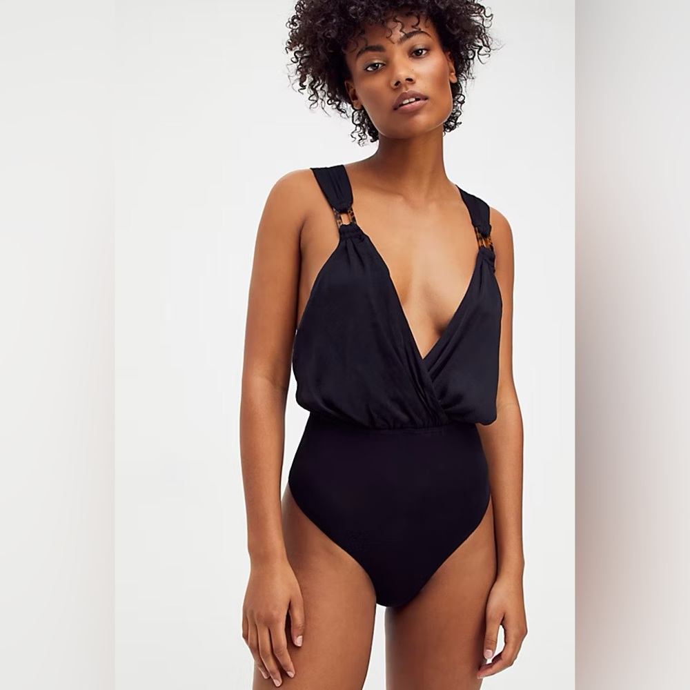 Free People Zuri Deep V Plunging Bodysuit